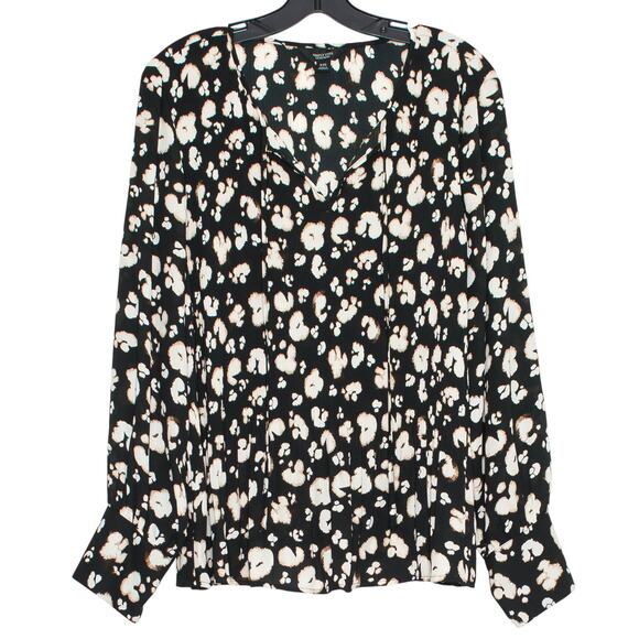 Simply Vera Wang Top Cottage Dark Floral Y2K Romantic Boho Pleated Black XXL - Picture 1 of 7
